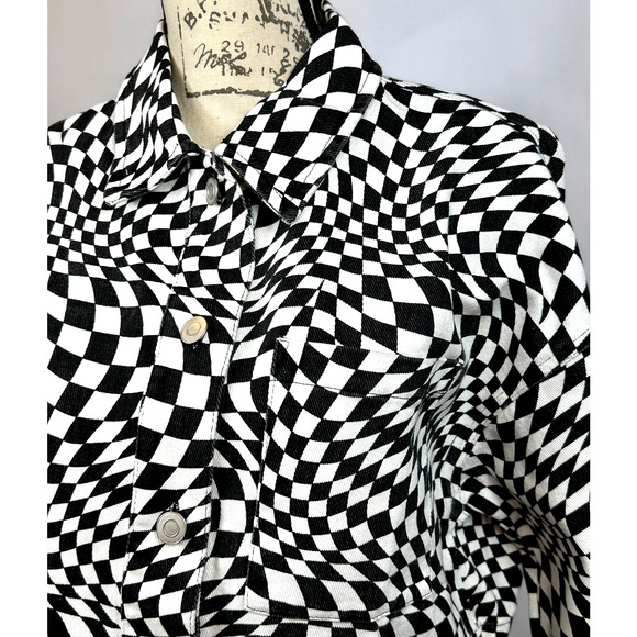 Elodie Cropped Psychedelic Mesmerizing Jacket Black & White M - Picture 5 of 11